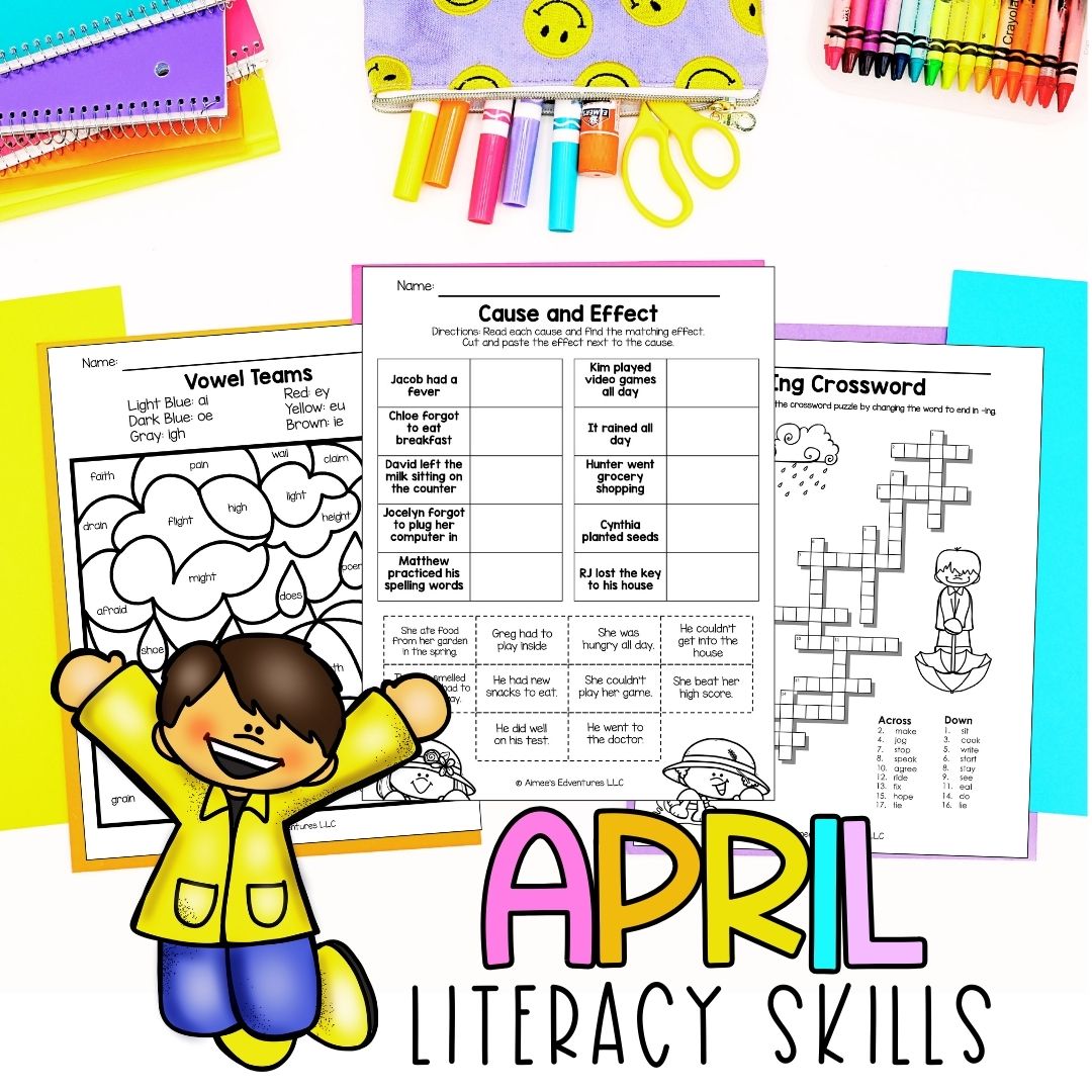 April NO PREP 3rd Grade Literacy Worksheets