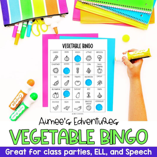 Vegetable Bingo Game | Vocabulary Words | Language Arts Activity