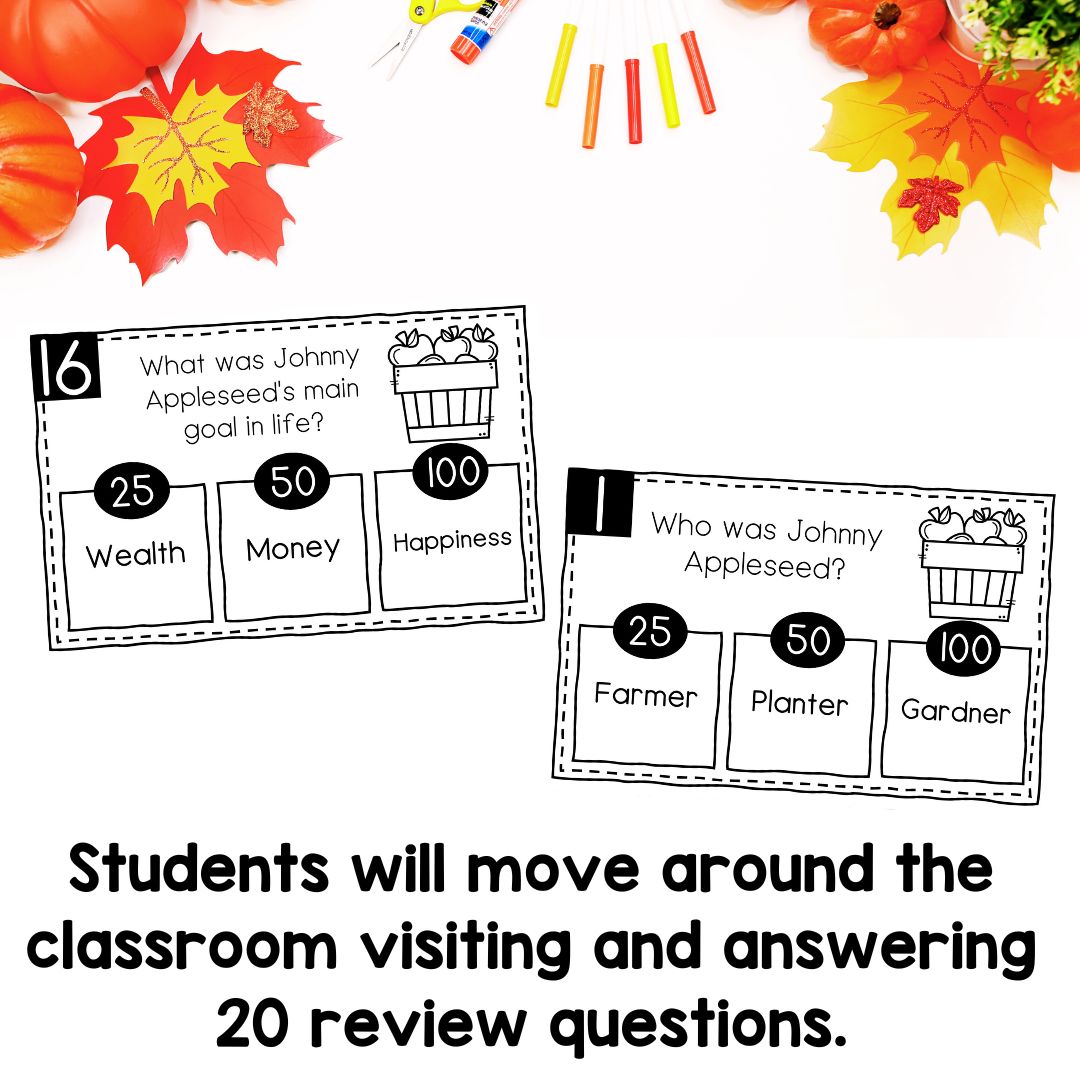 Johnny Appleseed Activities | Review Game | Fall Scavenger Hunt | Apples