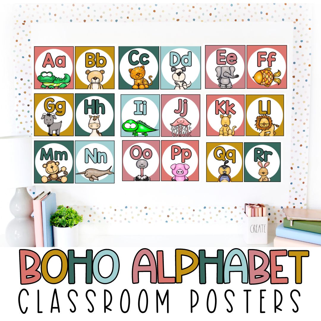 Boho Alphabet Posters | Alphabet Cards | Back to School Classroom Decor Posters