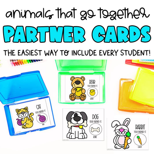 Animals that Go Together Partner Pairing Cards | Classroom Management