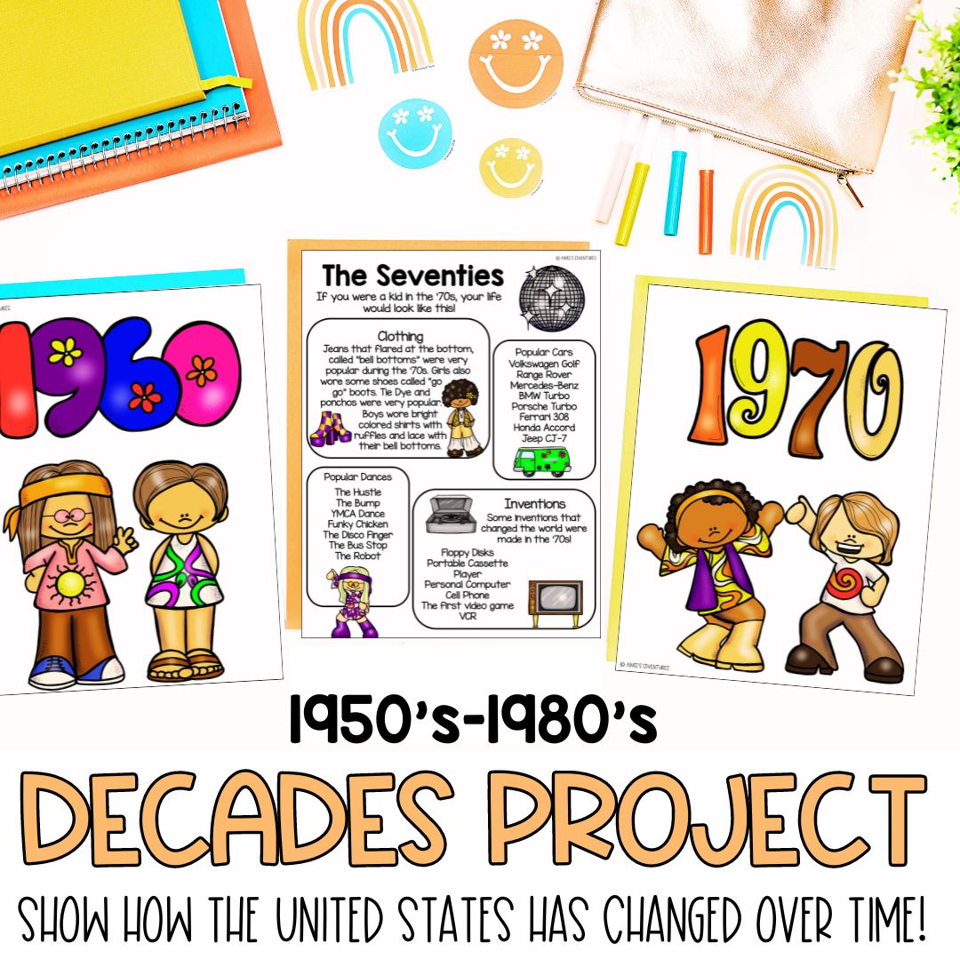 Decade Magazine Project 1950s-1980s | 3rd Grade Social Studies | US History | Decades Project ...