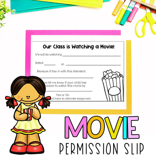 Student Movie Permission Slip Editable | PG Movie Permission Slip | FREEBIE