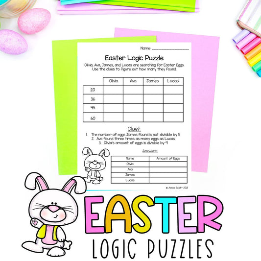 Logic Puzzles Math Puzzle Activity | FREEBIE | Easter and Spring Theme