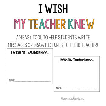"I Wish My Teacher Knew..." Communication System for the Classroom | FREEBIE