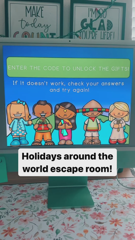 Holidays Around the World Escape Room for 2nd-4th Grade | NO PREP