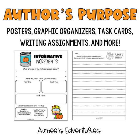 Author's Purpose Task Cards | Reading Comprehension Game