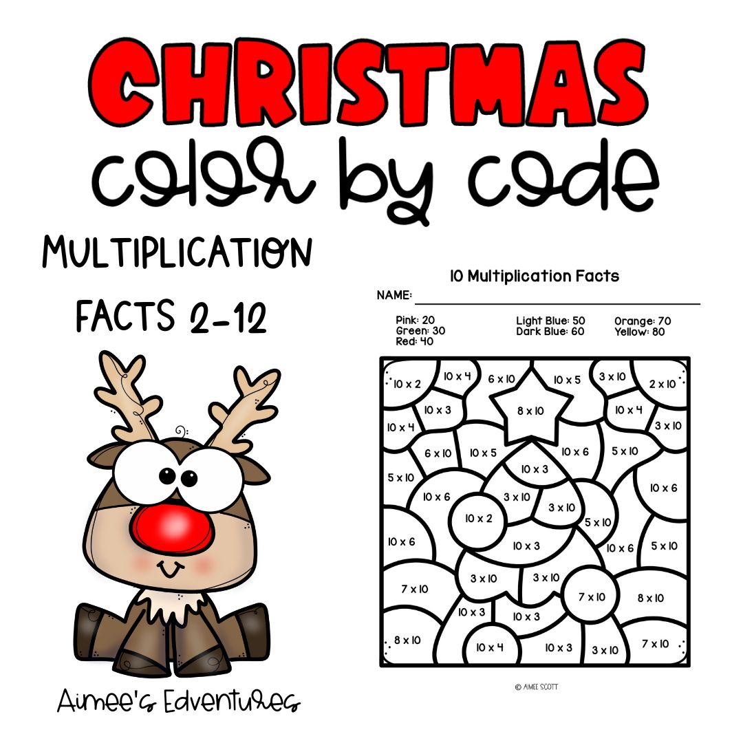 Christmas Theme Activity | Color By Code | Creative Math Game Worksheets