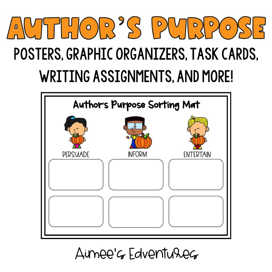 Author's Purpose 32 Task Cards persuade inform entertain review