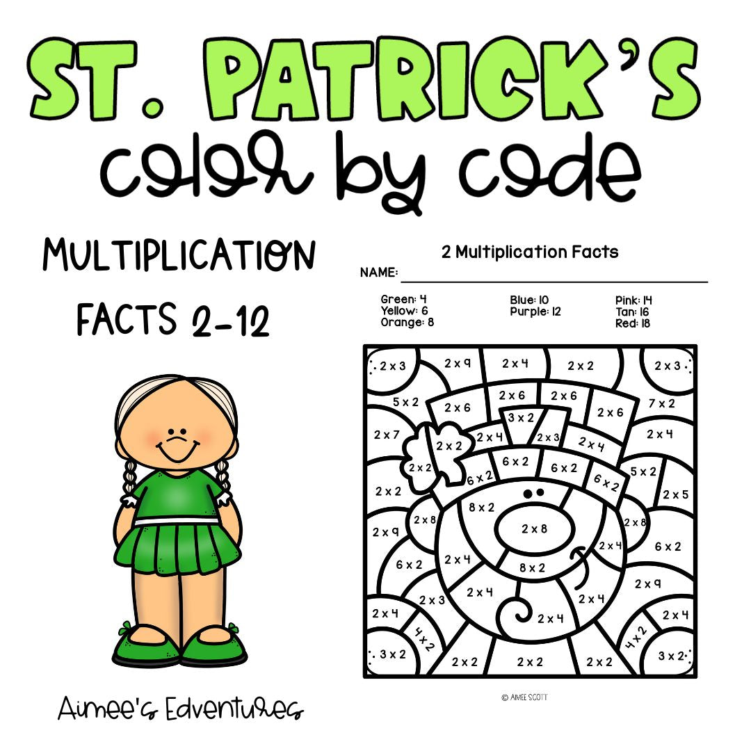St. Patrick's Day Theme Activity | Color By Code | Creative Math Game Worksheets