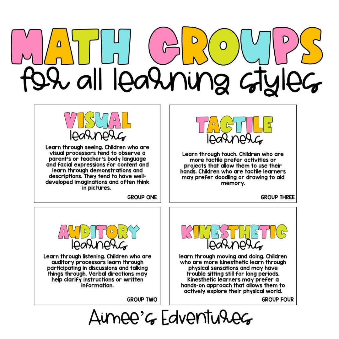 Small Group Roles Math Small Group Math Stations | Classroom Organization | Learning Styles ...