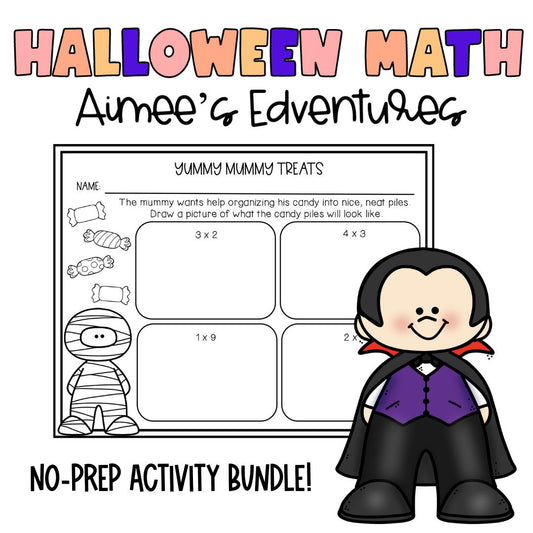 Halloween Multiplication No Prep Review BUNDLE | Elapsed Time Worksheets