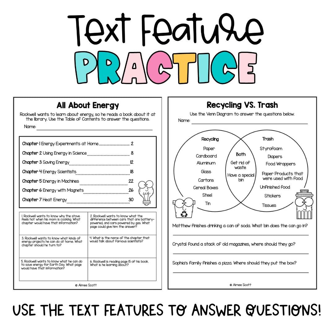 Earth Day Activities | Nonfiction Text Features Test Prep