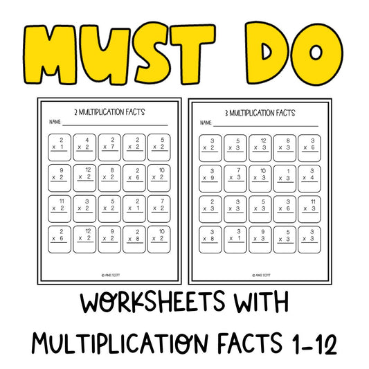 Multiplication Fact Practice | Multiplication Worksheets | Math Activity