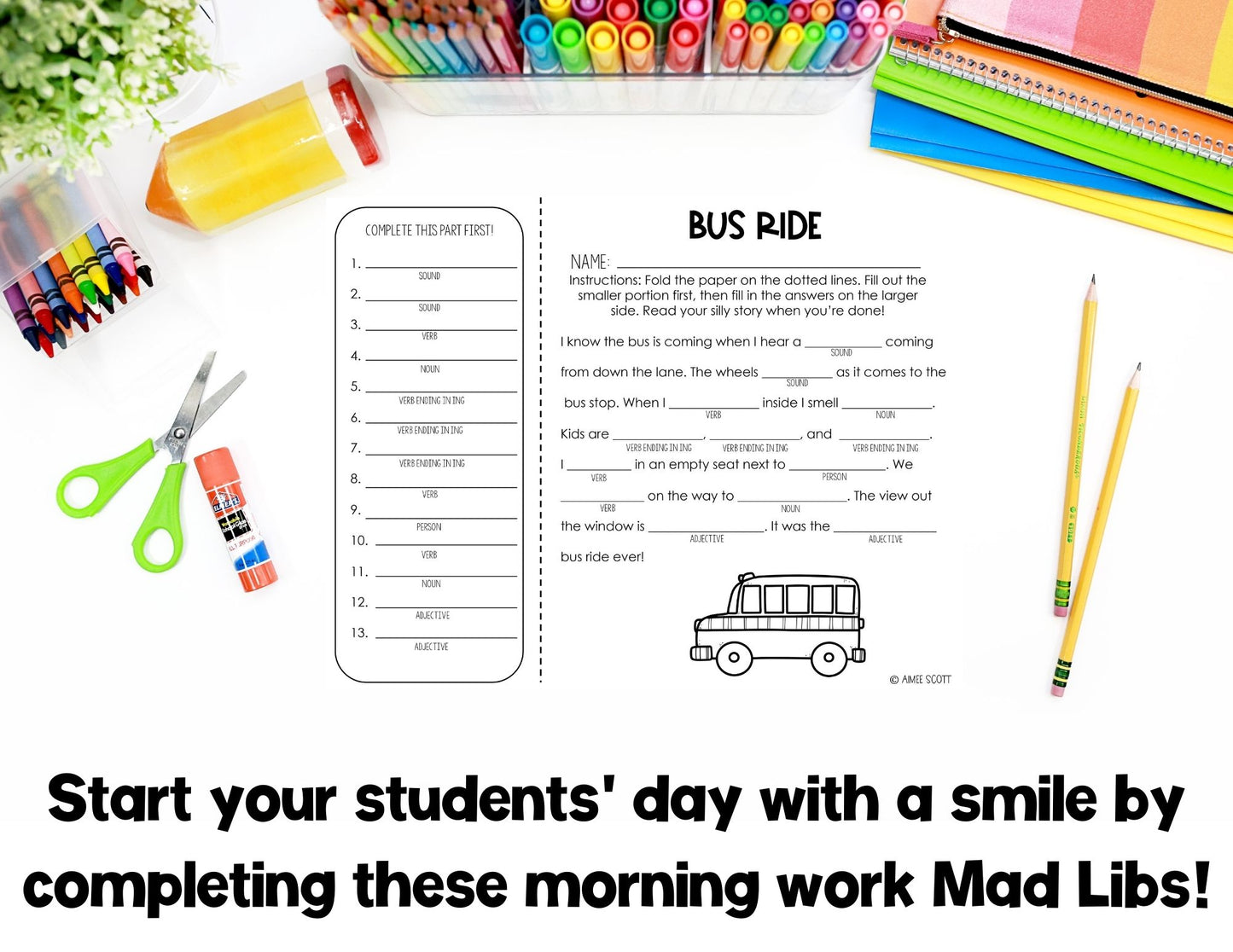 Back to School Activities | Parts of Speech | Mad Libs Game