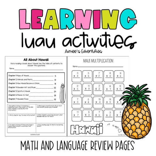 Third Grade Math Review | End of Year Activities | Hawaii Theme