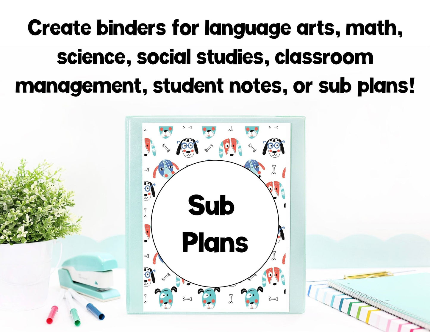 EDITABLE Teacher Binders | Cats and Dogs Theme | Classroom Decor