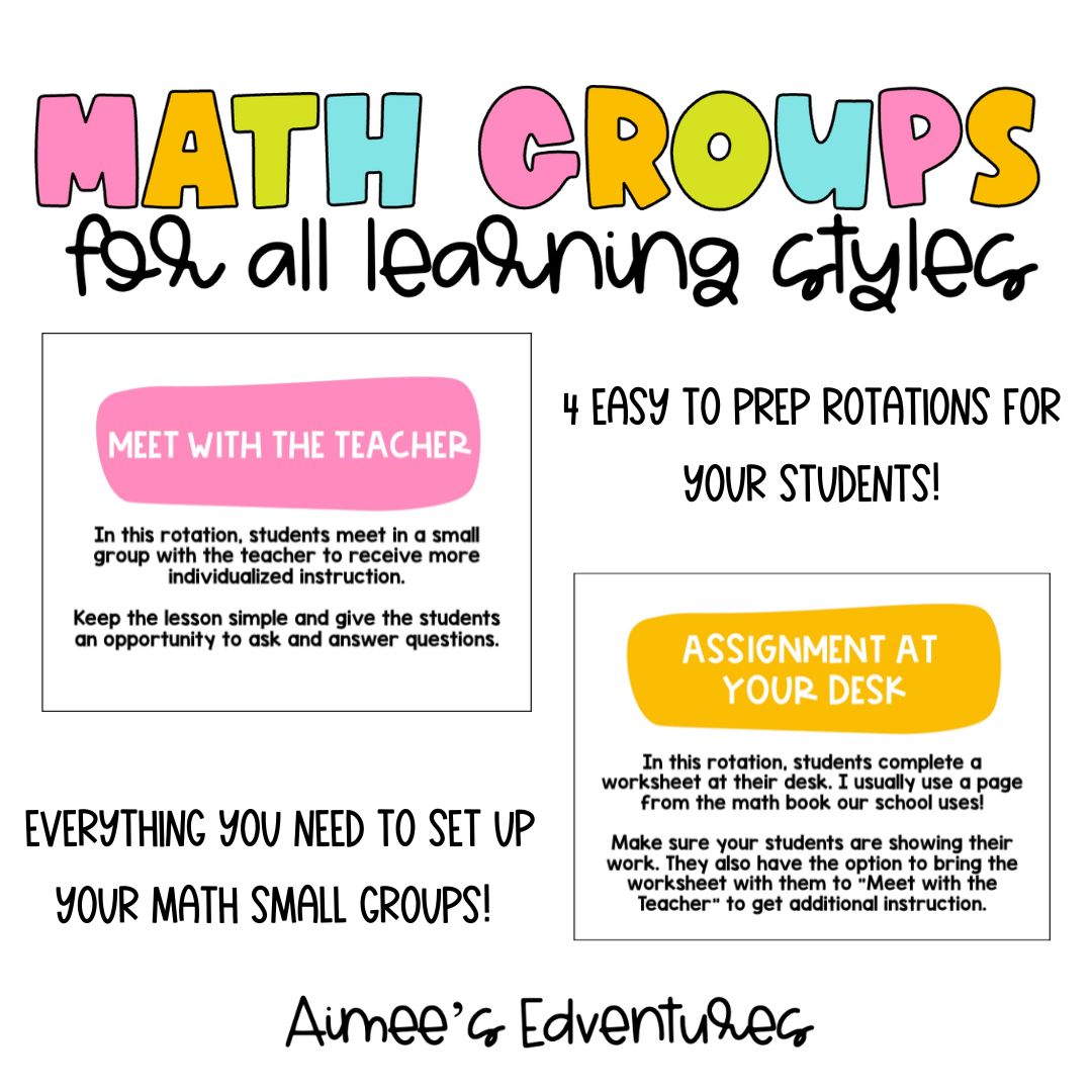 Small Group Math Stations | Classroom Organization | Learning Styles