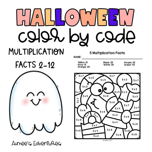 Halloween Theme Activity | Color By Code | Creative Math Game Worksheets