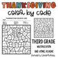 Thanksgiving Activity | Color By Code | Math and Vowel Game Worksheets
