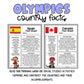 Olympics Country Facts | Reading Comprehension | Social Studies Activities