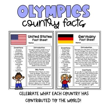 Olympics Country Facts | Reading Comprehension | Social Studies Activities