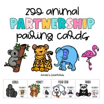 EDITABLE Zoo Theme Partner Pairing Cards | Classroom Management